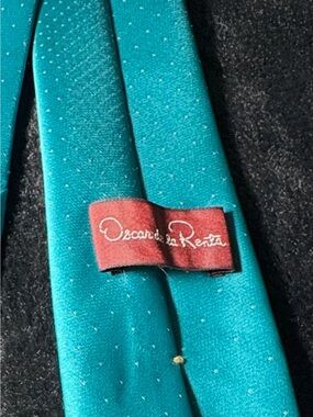 Oscar de la Renta Teal Tie with Subtle Dot Texture